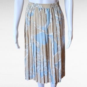 Vintage Alfred Dunner Light Blue Beige Equestian Pleated Midi Skirt Size 10P